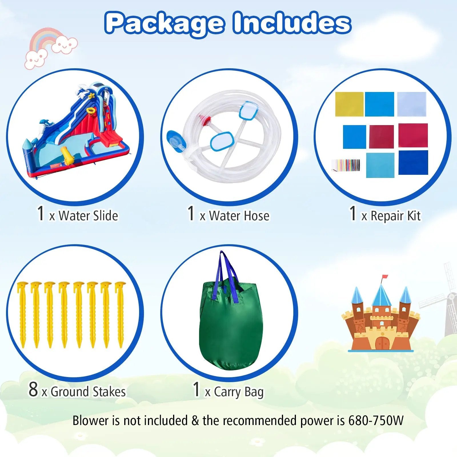 6-In-1 Inflatable Water Park with Climbing Wall Splash Pool (Without Blower) by DirectDeals