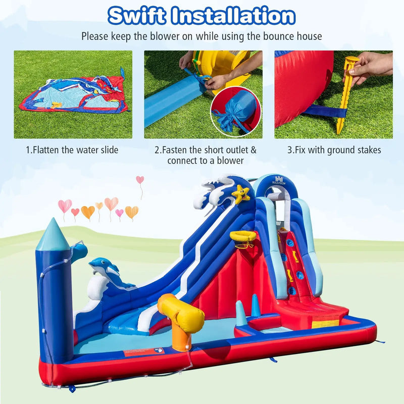 6-In-1 Inflatable Water Park with 735W Blower by DirectDeals