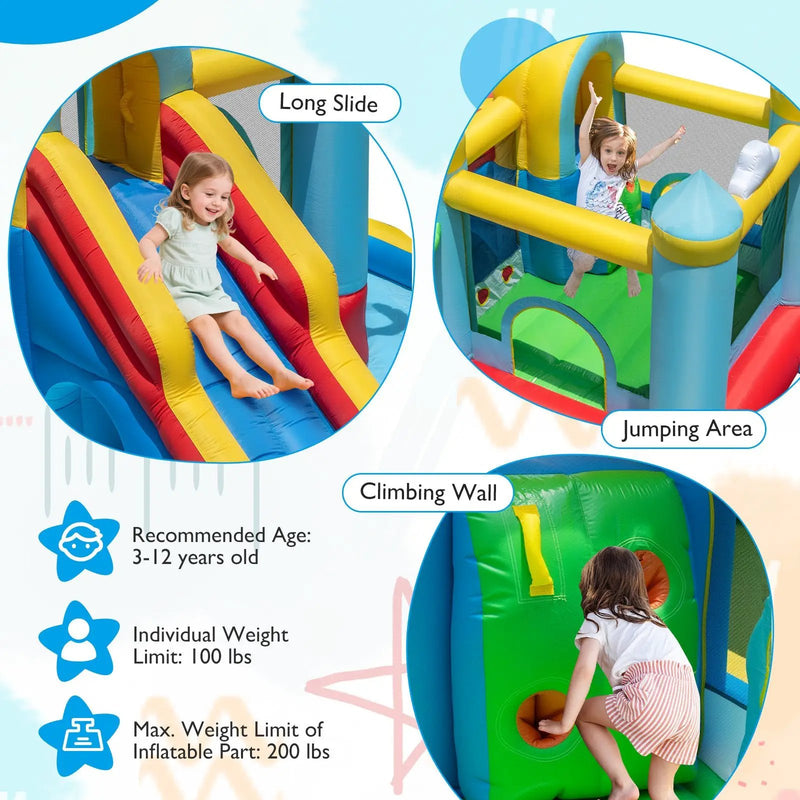 Inflatable Water Slide Giant Water Park with Long Slide 750W Blower by DirectDeals