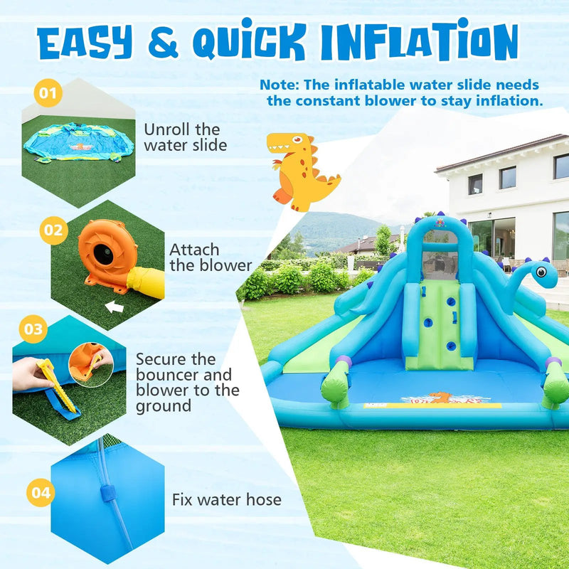 Inflatable Water Slide with Dual Slides and Large Splash Pool (Without Blower) by DirectDeals