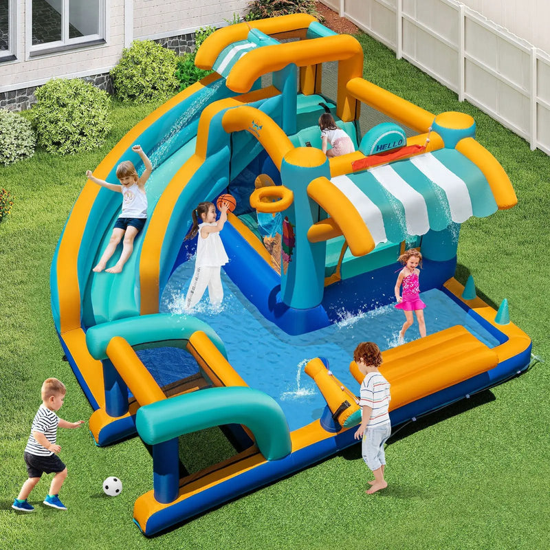 Inflatable Water Slide Bounce House Kids Jump Castle with 680W Blower by DirectDeals
