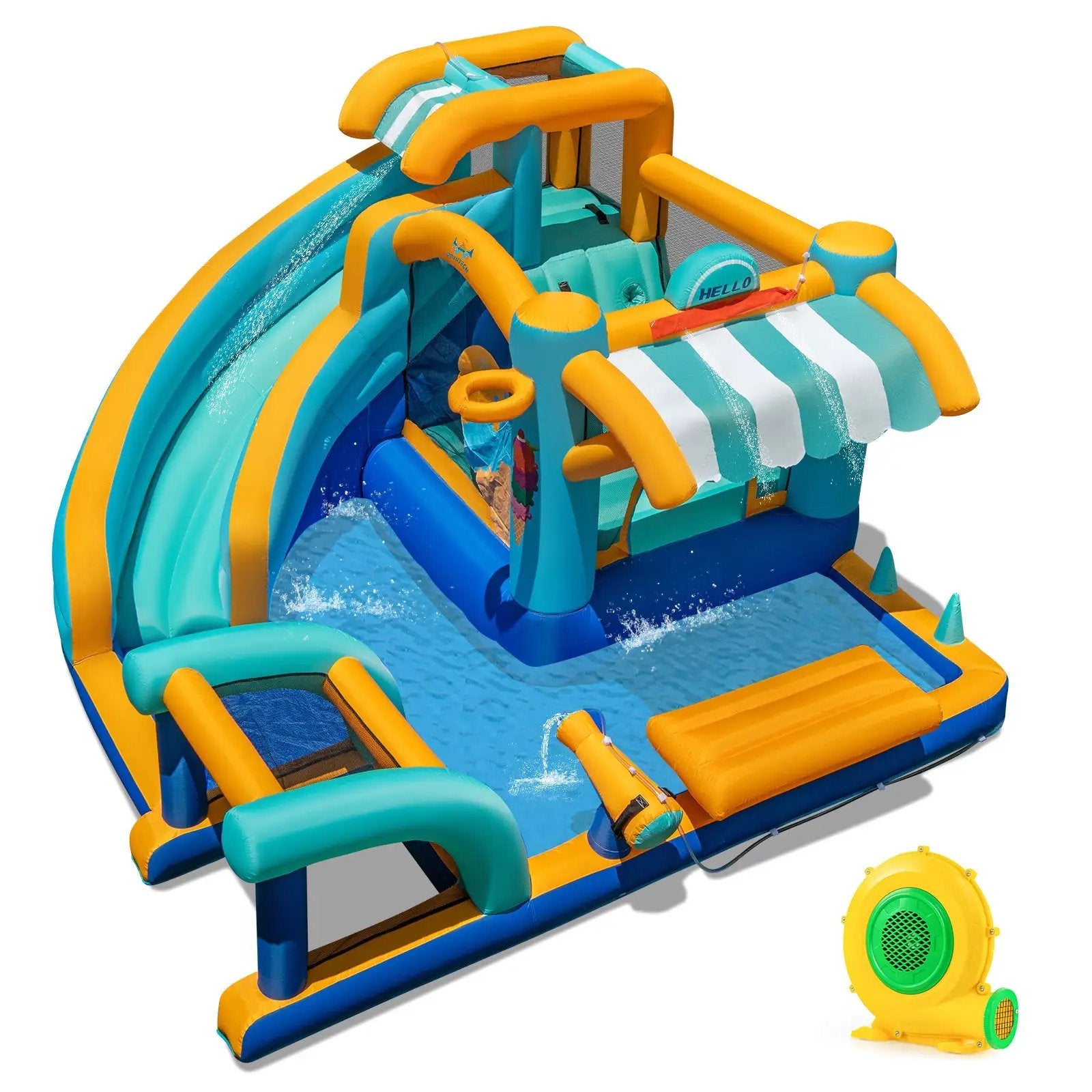 Inflatable Water Slide Bounce House Kids Jump Castle with 680W Blower by DirectDeals