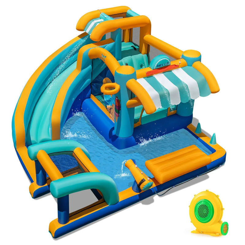 Inflatable Water Slide Bounce House Kids Jump Castle with 680W Blower by DirectDeals