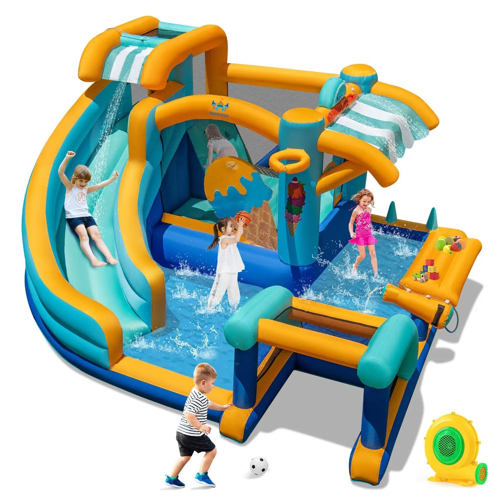 Inflatable Water Slide Bounce House Kids Jump Castle with 680W Blower by DirectDeals