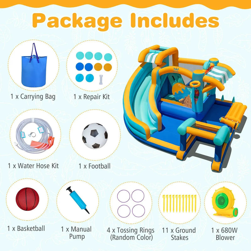 Inflatable Water Slide Bounce House Kids Jump Castle with 680W Blower by DirectDeals