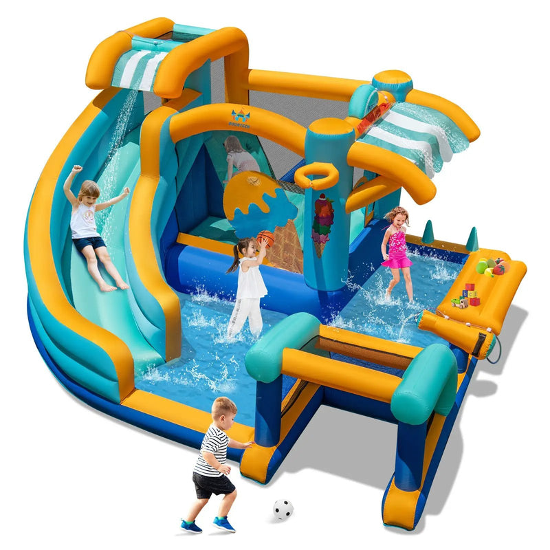 Inflatable Water Slide Bounce House Kids Jump Castle with Water Cannon by DirectDeals