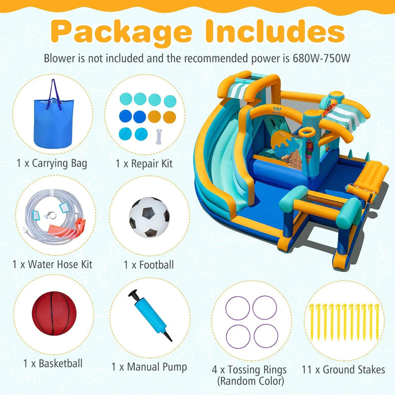 Inflatable Water Slide Bounce House Kids Jump Castle with Water Cannon by DirectDeals