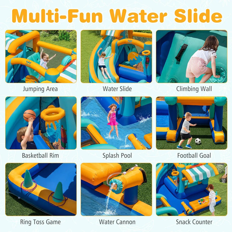 Inflatable Water Slide Bounce House Kids Jump Castle with Water Cannon by DirectDeals