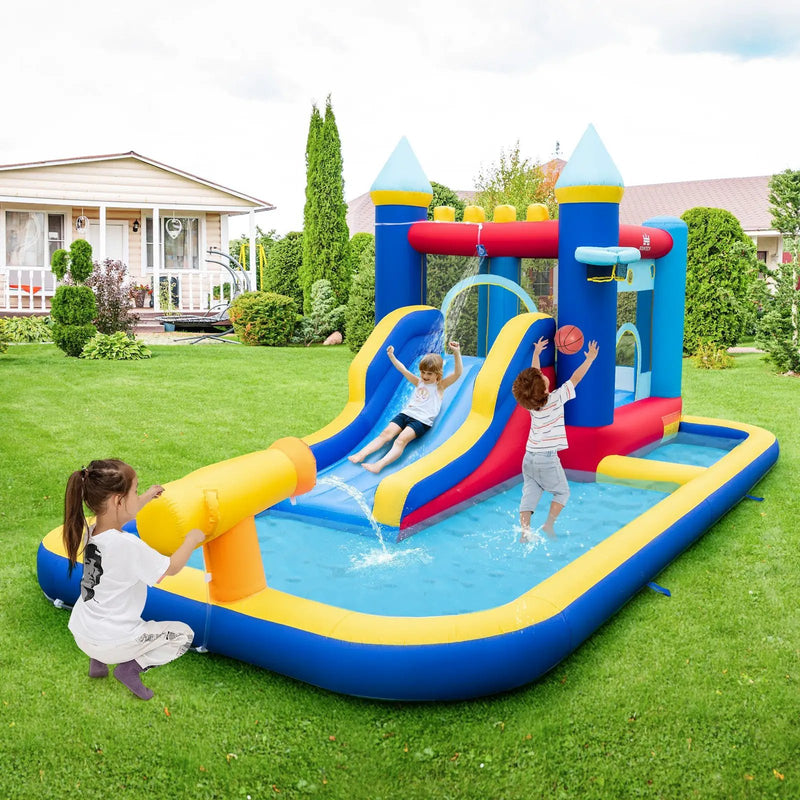 Inflatable Water Slide Bounce House with 680W Blower and 2 Pools by DirectDeals