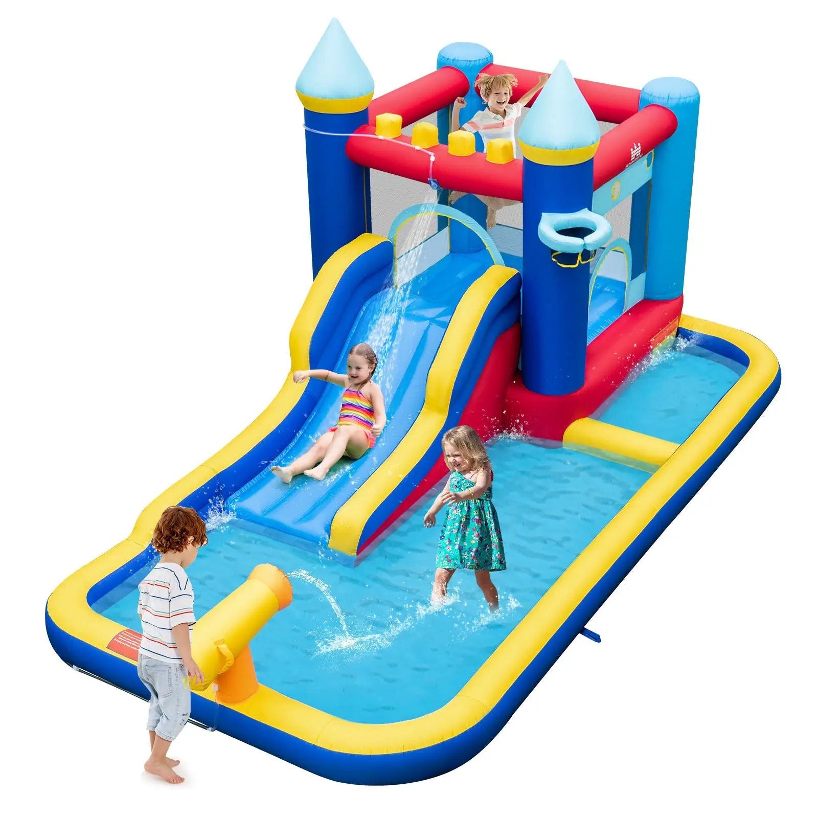 Inflatable Water Slide Bounce House with 680W Blower and 2 Pools by DirectDeals