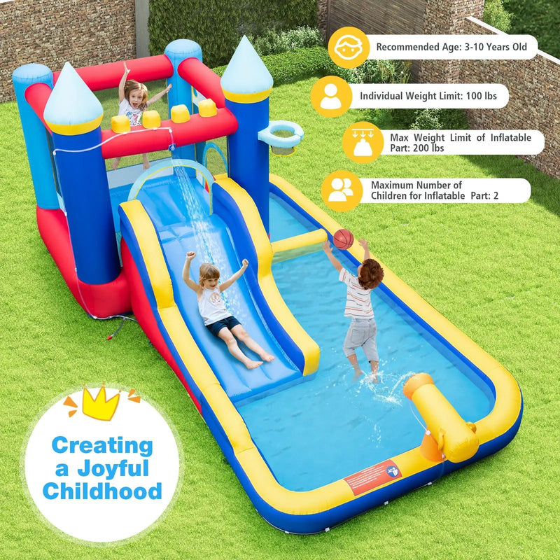 Inflatable Water Slide Bounce House with 680W Blower and 2 Pools by DirectDeals