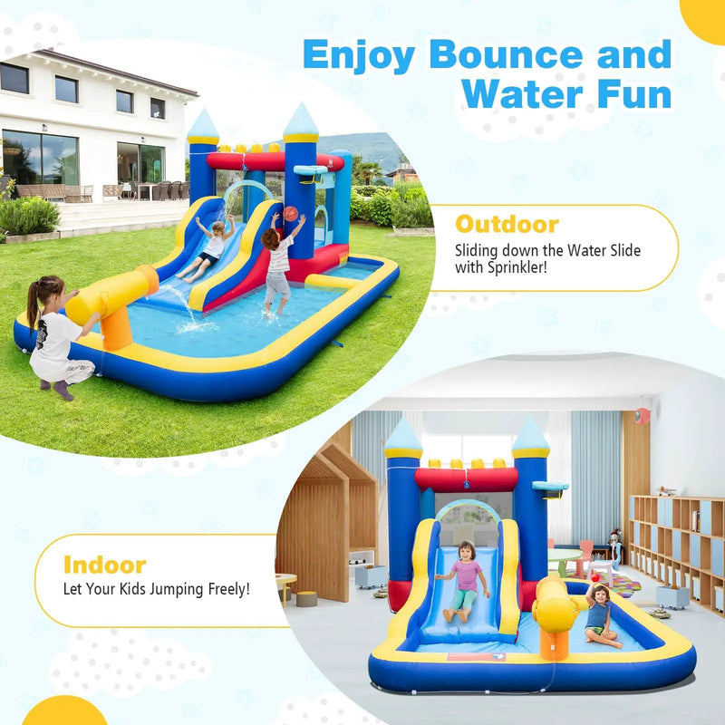Inflatable Water Slide Bounce House with 680W Blower and 2 Pools by DirectDeals