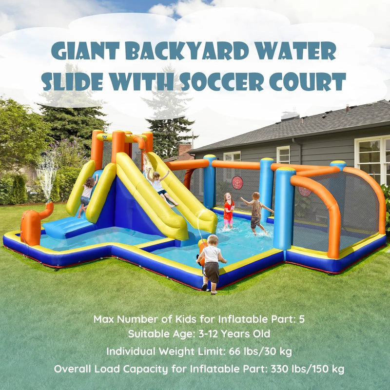 Giant Soccer-Themed Inflatable Water Slide with 735W Blower by DirectDeals
