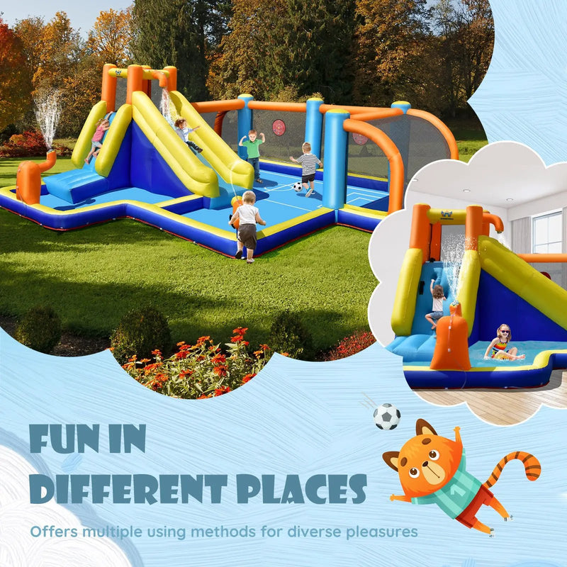 Giant Soccer-Themed Inflatable Water Slide with 735W Blower by DirectDeals
