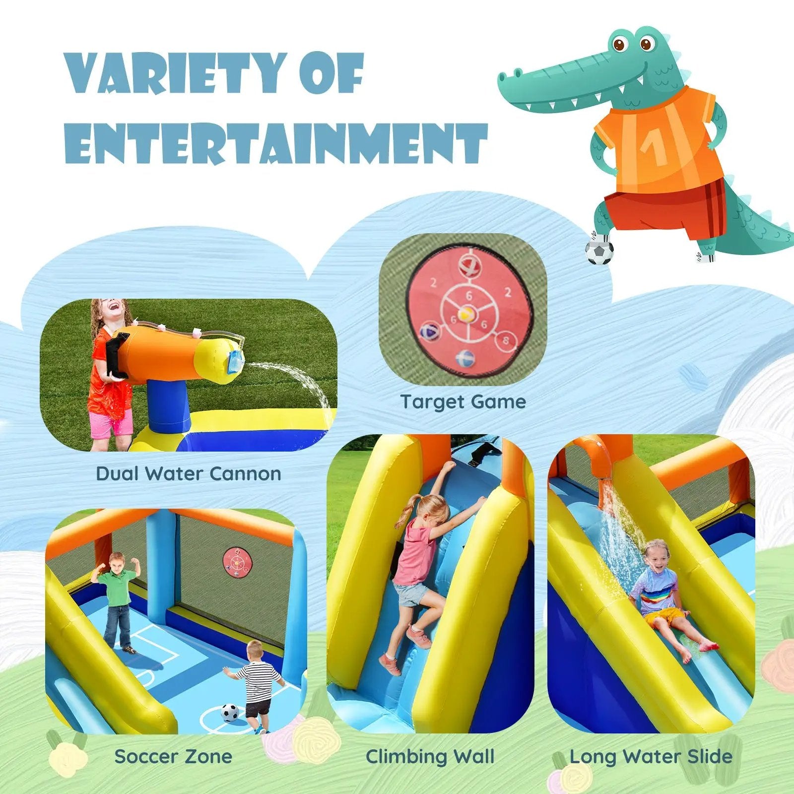 Giant Soccer-Themed Inflatable Water Slide with 735W Blower by DirectDeals
