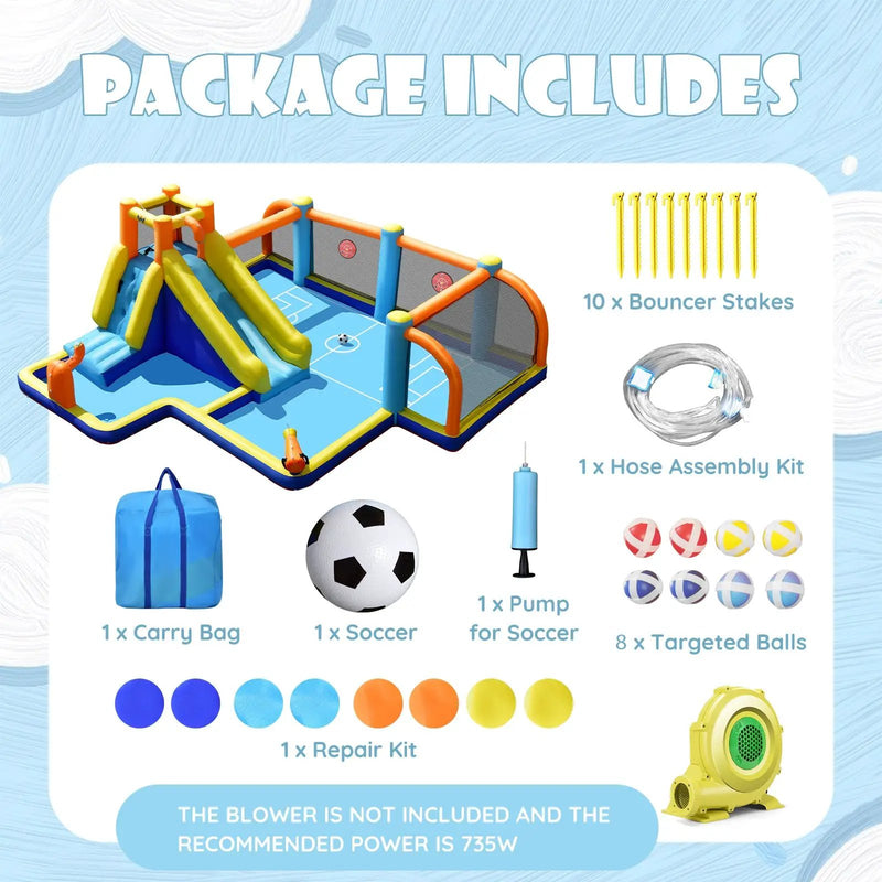 Giant Soccer-Themed Inflatable Water Slide with 735W Blower by DirectDeals