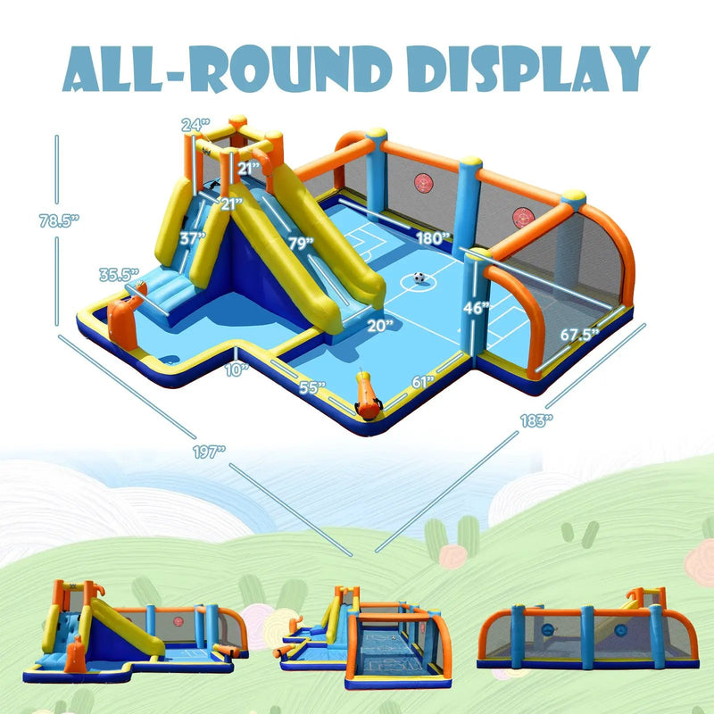 Giant Soccer-Themed Inflatable Water Slide with 735W Blower by DirectDeals