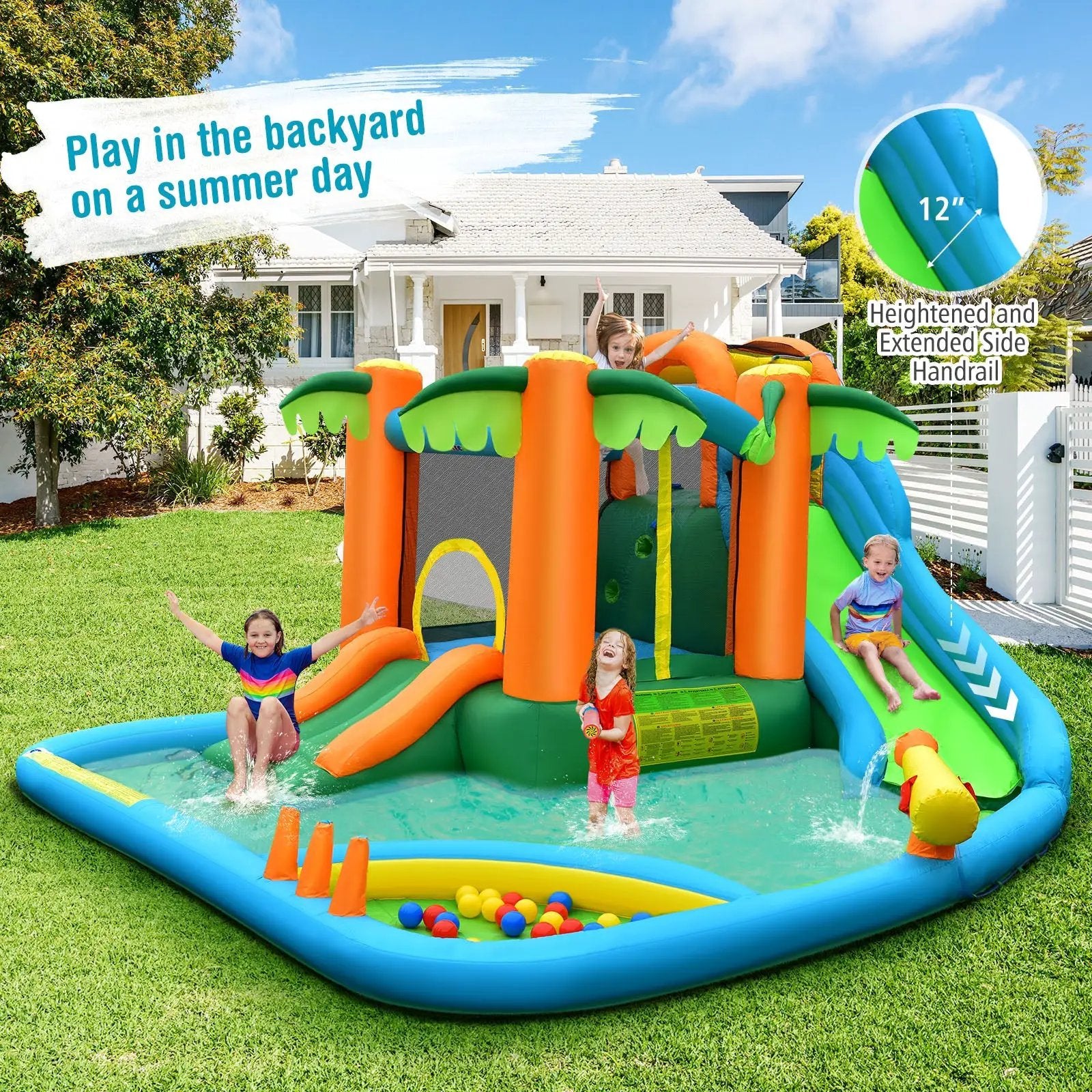 7-in-1 Inflatable Water Slide Park with 780W Blower by DirectDeals