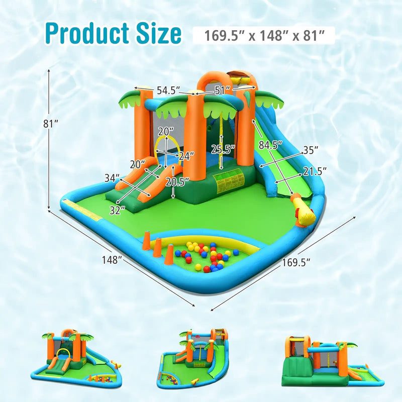 7-in-1 Inflatable Water Slide Park with 780W Blower by DirectDeals