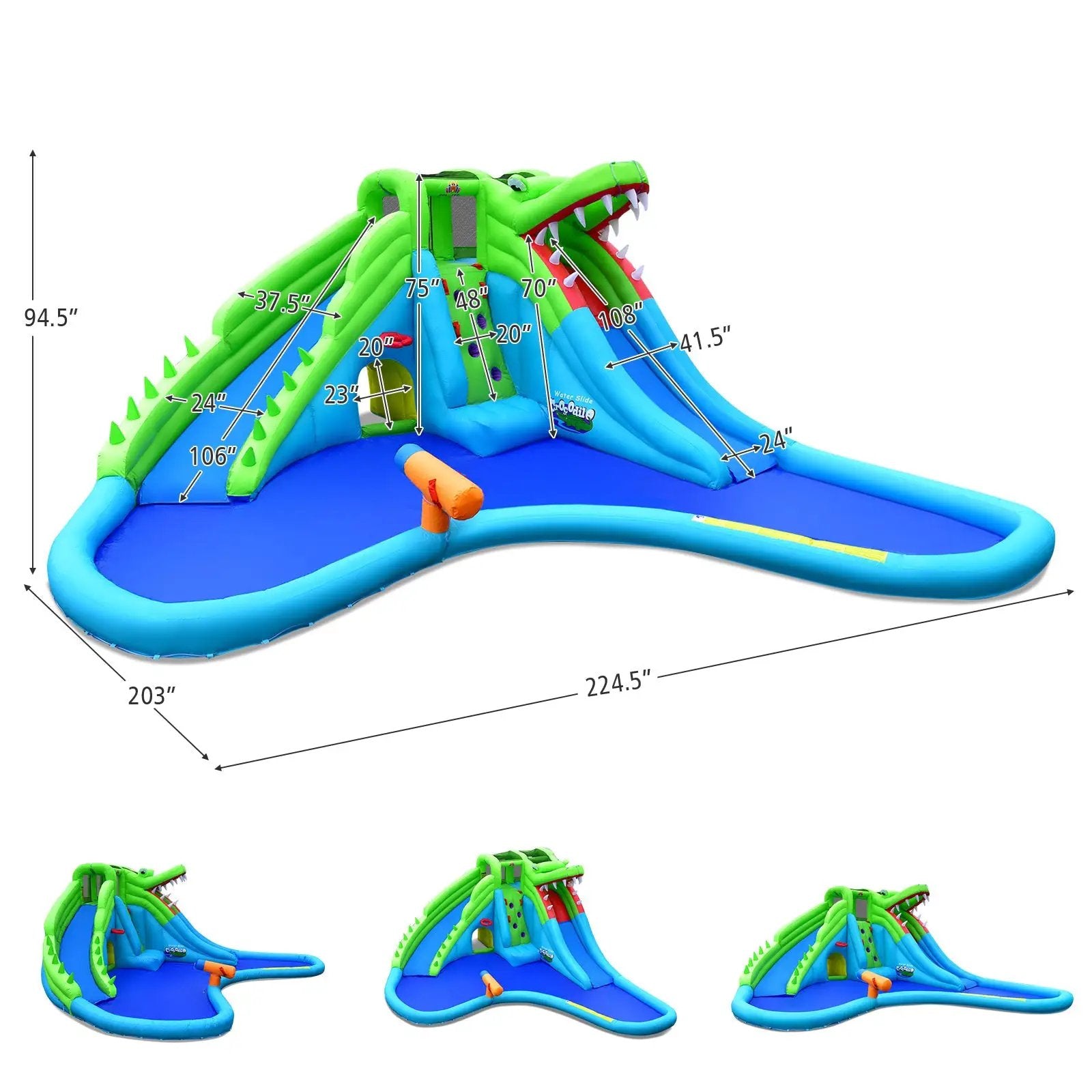 7-in-1 Inflatable Bounce House with Splashing Pool without Blower by DirectDeals