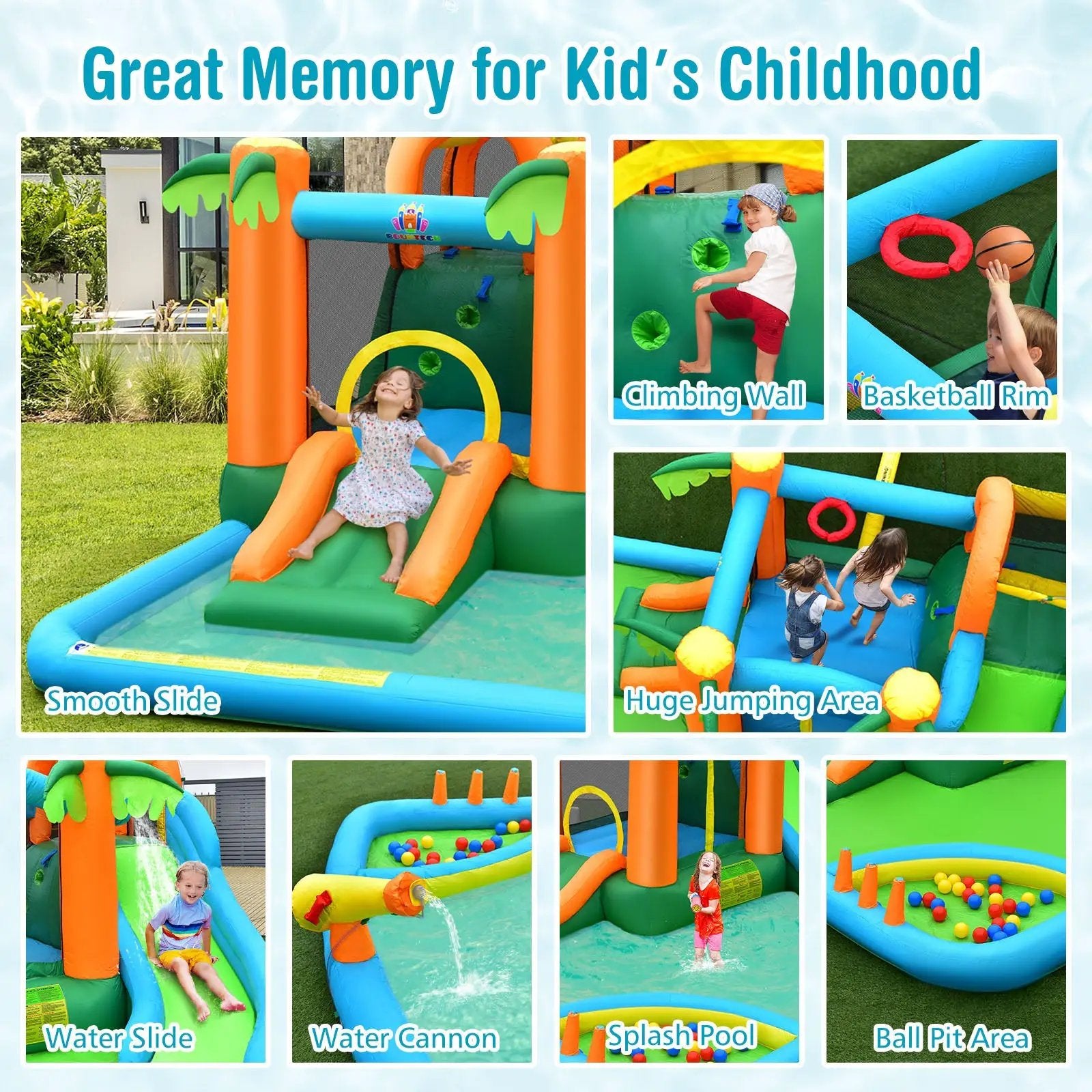 Inflatable Water Slide Park with Upgraded Handrail without Blower by DirectDeals