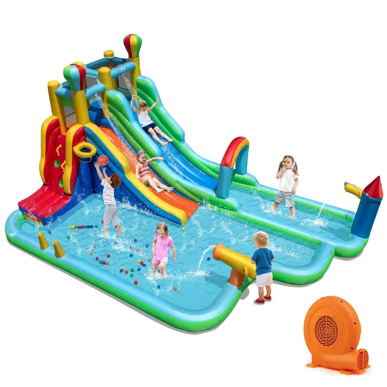 Inflatable Water Slide Park Giant Bounce House with 750W Blower by DirectDeals
