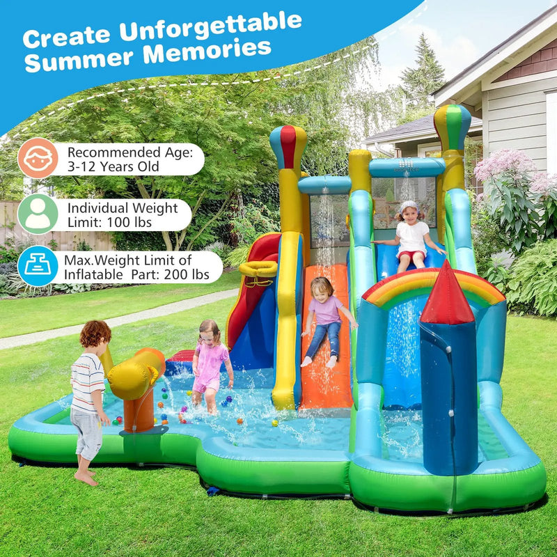 Inflatable Water Slide Park Giant Bounce House with 750W Blower by DirectDeals