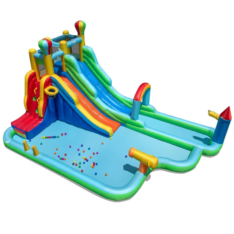 Inflatable Water Slide Park Giant Bounce House with Double Long Slides by DirectDeals