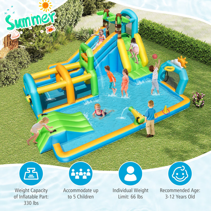 Inflatable Water Slide Tropical Theme Dual Slide Aqua Park with 680W Blower by DirectDeals
