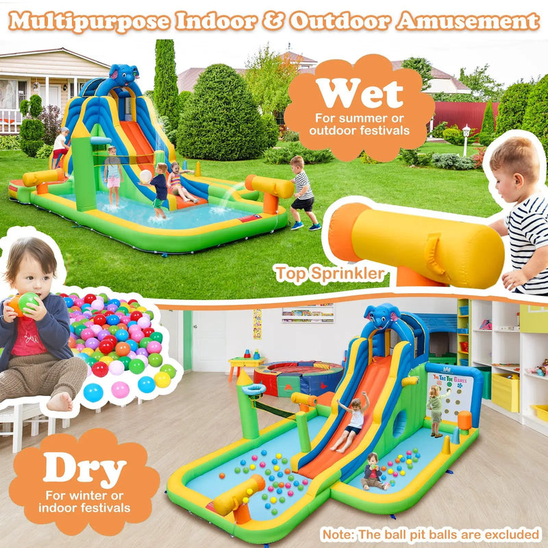 Inflatable Water Slide with Splash Pool and Climbing Wall for Oudoor Indoor without Blower by DirectDeals