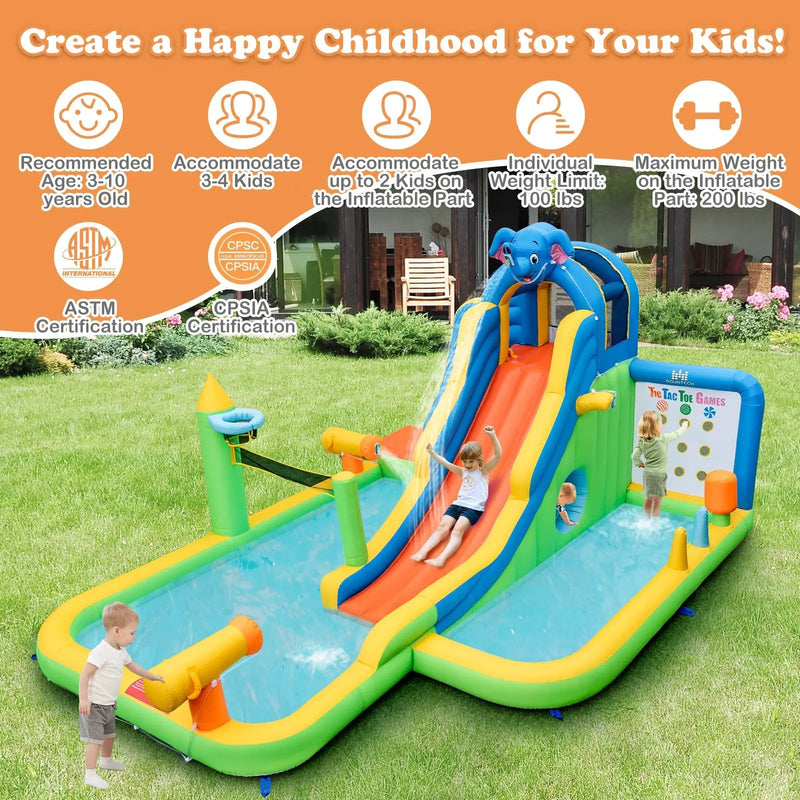 Inflatable Water Slide with Splash Pool and Climbing Wall for Oudoor Indoor without Blower by DirectDeals