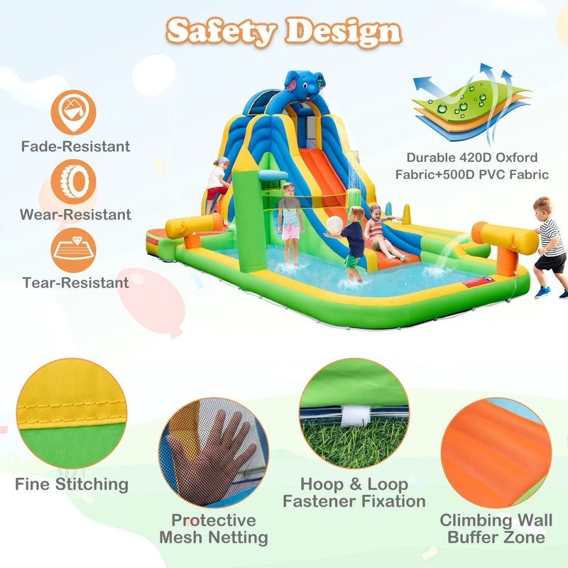 Inflatable Water Slide with Splash Pool and Climbing Wall for Oudoor Indoor without Blower by DirectDeals