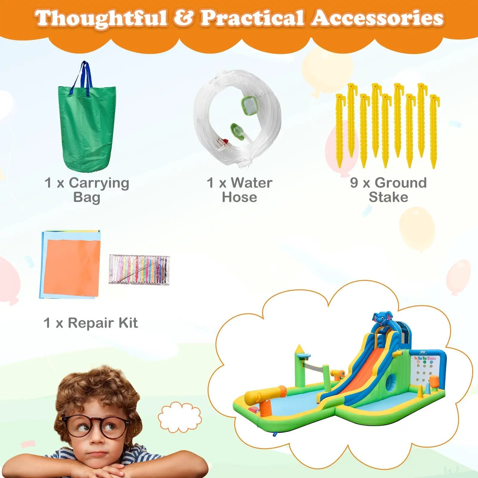 Inflatable Water Slide with Splash Pool and Climbing Wall for Oudoor Indoor without Blower by DirectDeals
