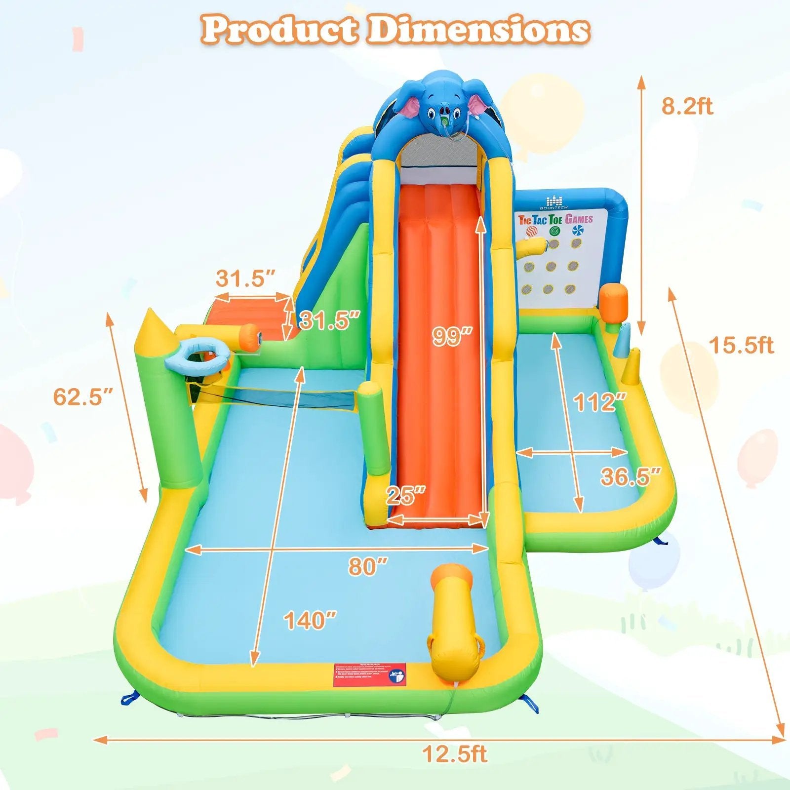 Inflatable Water Slide with Splash Pool and Climbing Wall for Oudoor Indoor without Blower by DirectDeals