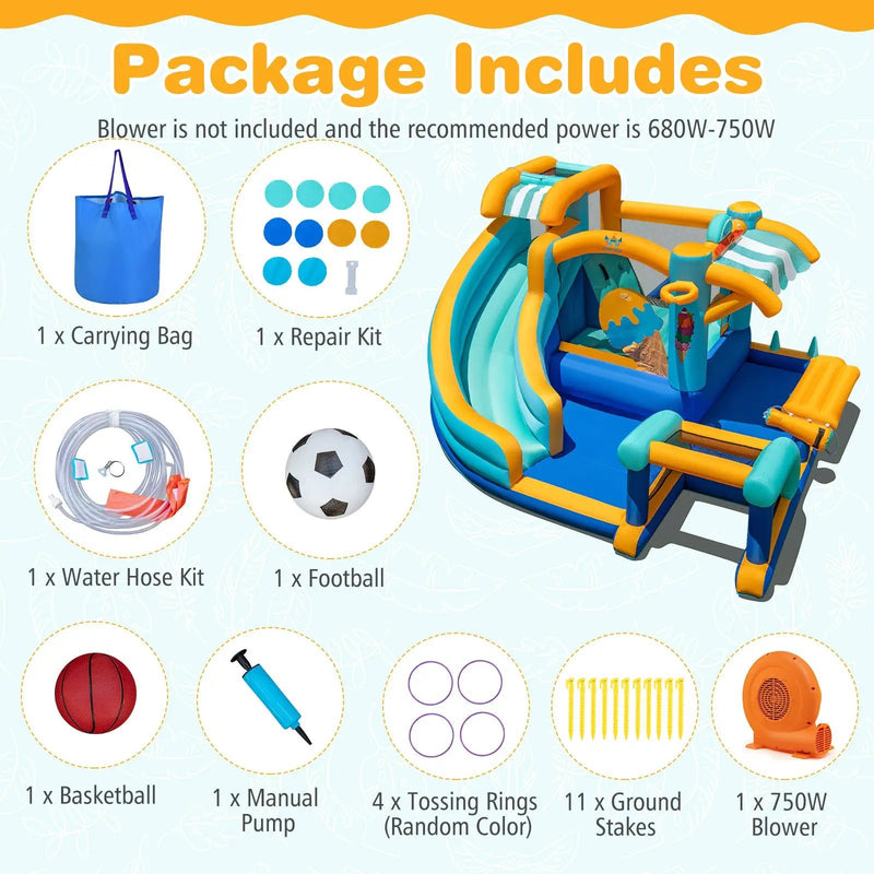 Inflatable Water Slide Bounce House Kids Jump Castle with 750W Blower by DirectDeals