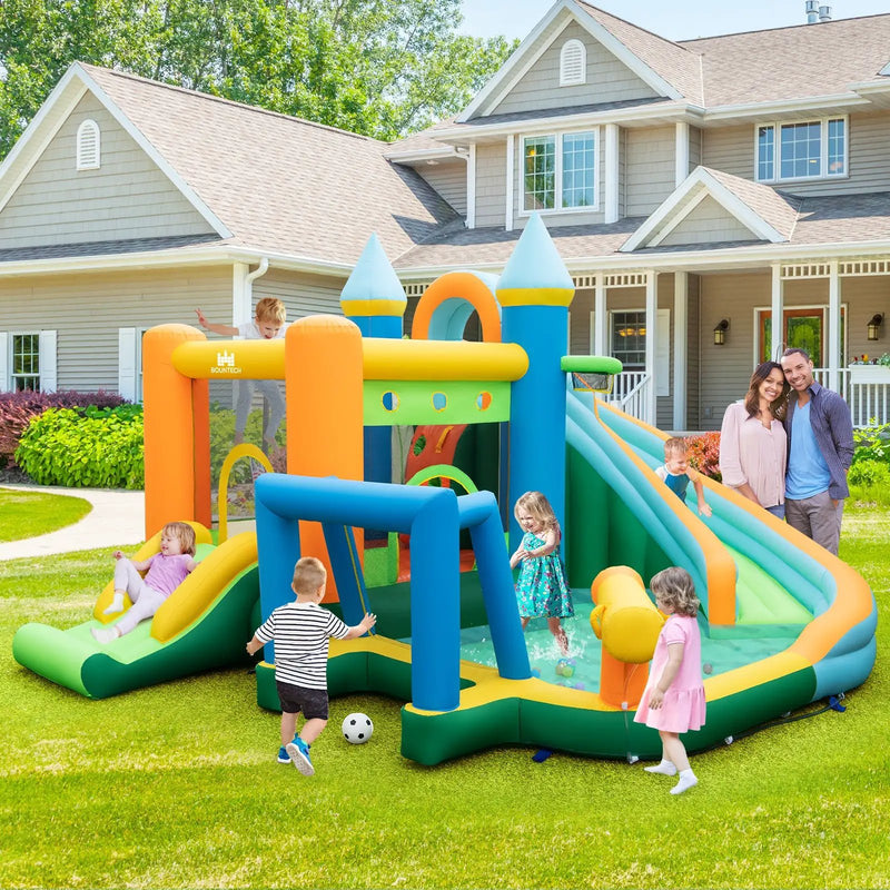 Inflatable Water Slide Blowup Bounce House with Dual Slides and Splash Pool (Without Blower) by DirectDeals