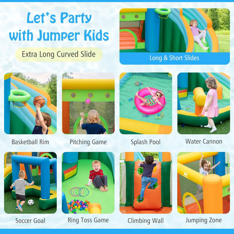 Inflatable Water Slide Blowup Bounce House with Dual Slides and Splash Pool (Without Blower) by DirectDeals
