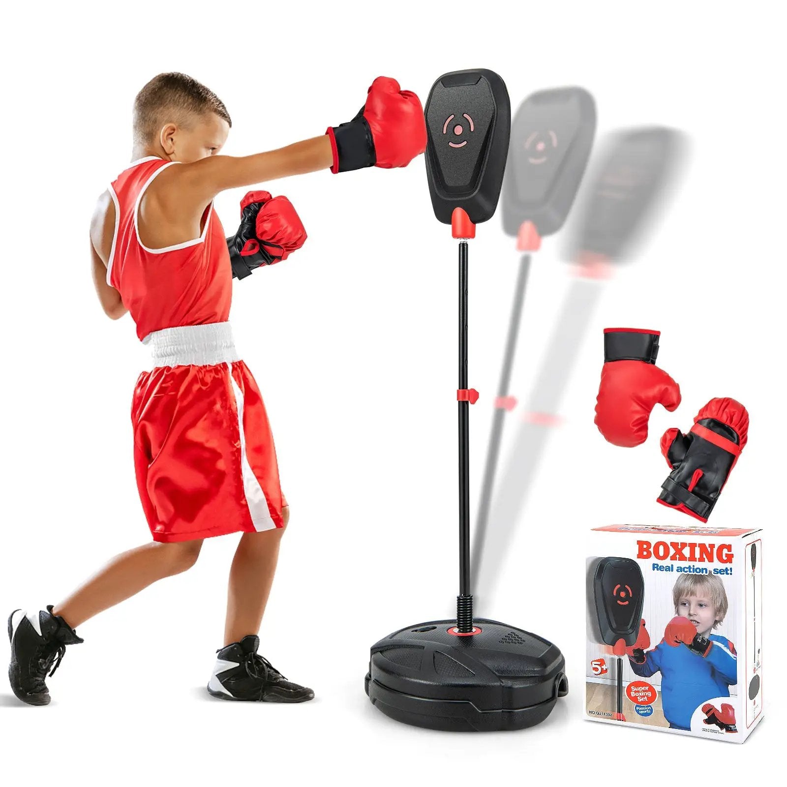 Inflation-Free Boxing set with Punching Bag and Boxing Gloves Quick Rebound Design for 5+ Years Old Kids by DirectDeals