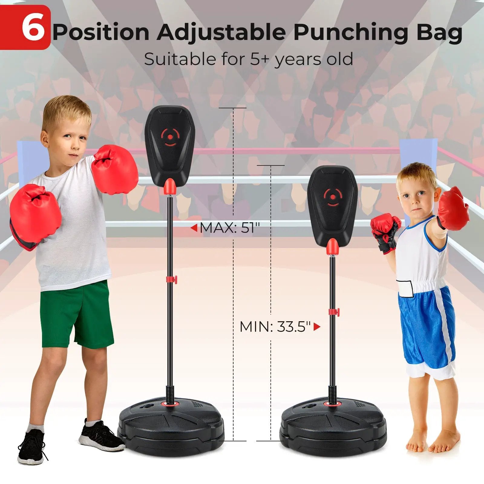 Inflation-Free Boxing set with Punching Bag and Boxing Gloves Quick Rebound Design for 5+ Years Old Kids by DirectDeals