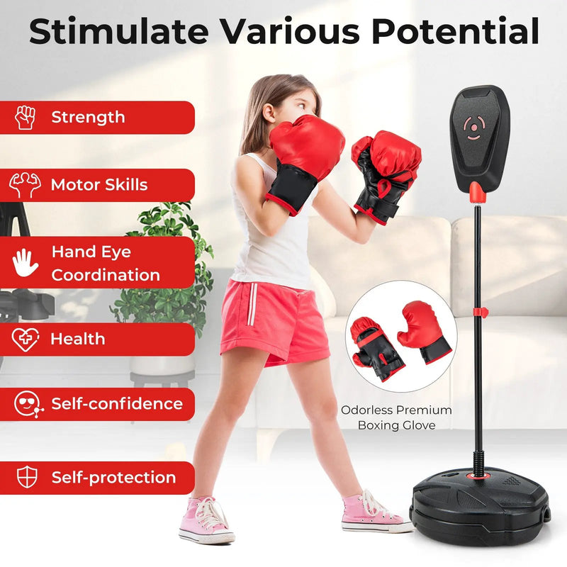 Inflation-Free Boxing set with Punching Bag and Boxing Gloves Quick Rebound Design for 5+ Years Old Kids by DirectDeals