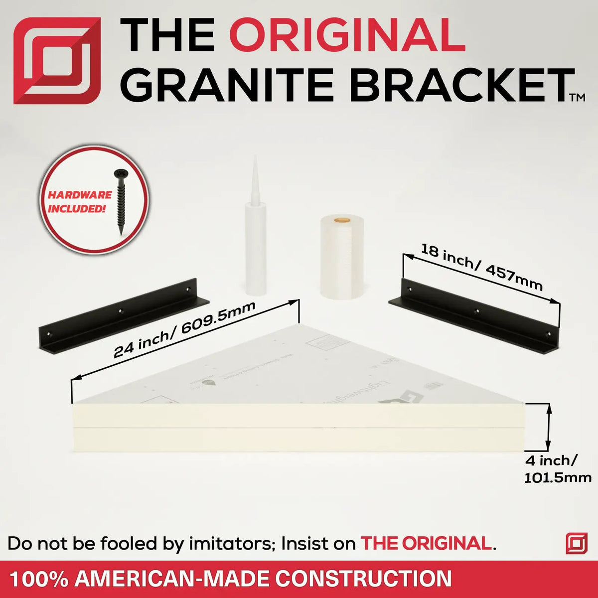 The Original Floating Corner Shower Bench Kit™ with GoBoard® by The Original Granite Bracket
