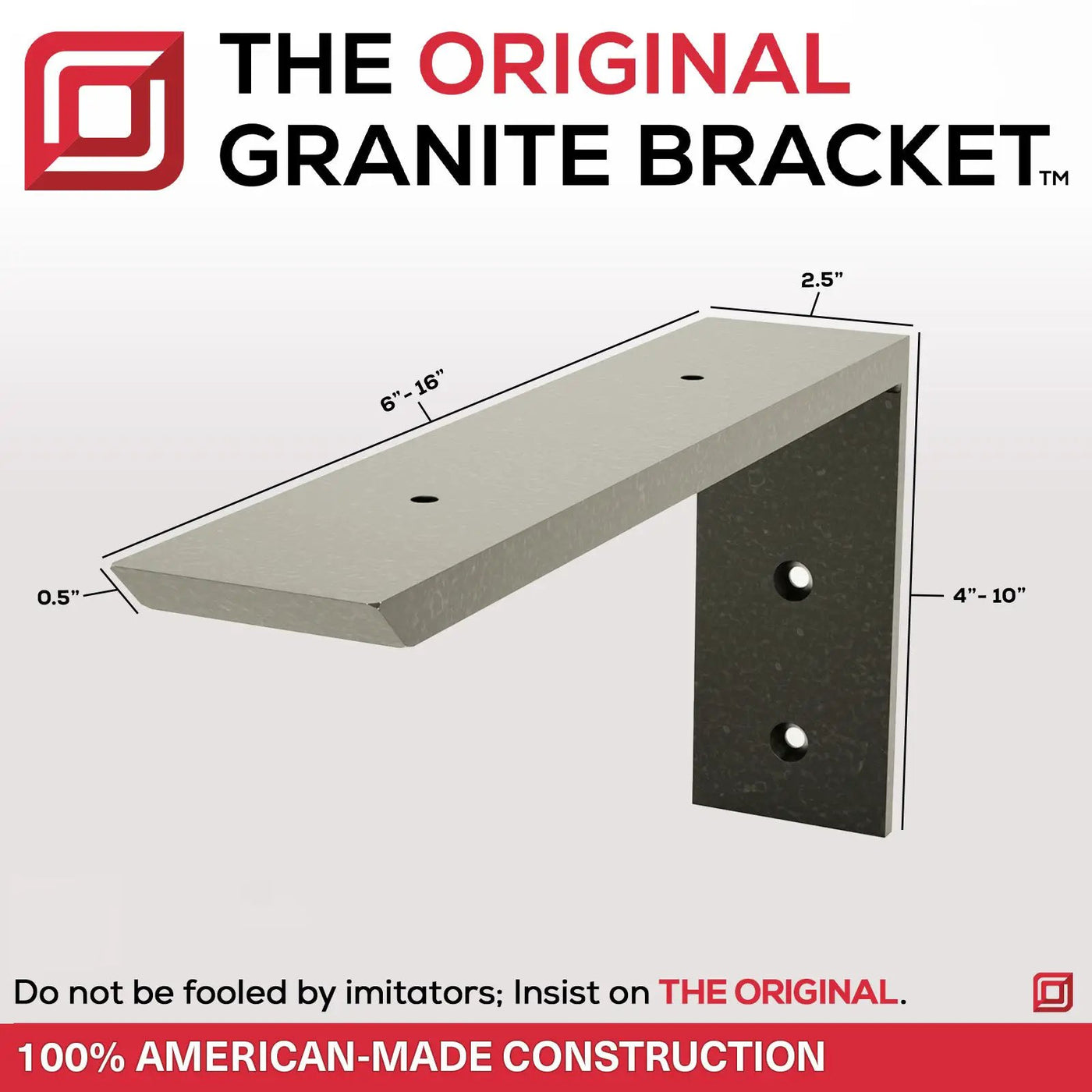 The Original™ Regular Wood Shelf Bracket by The Original Granite Bracket