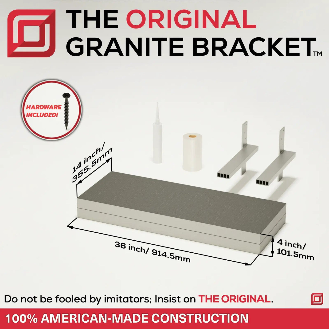 The Original Floating Shower Bench Kit™ with The Original Shower Bench Bracket® by The Original Granite Bracket