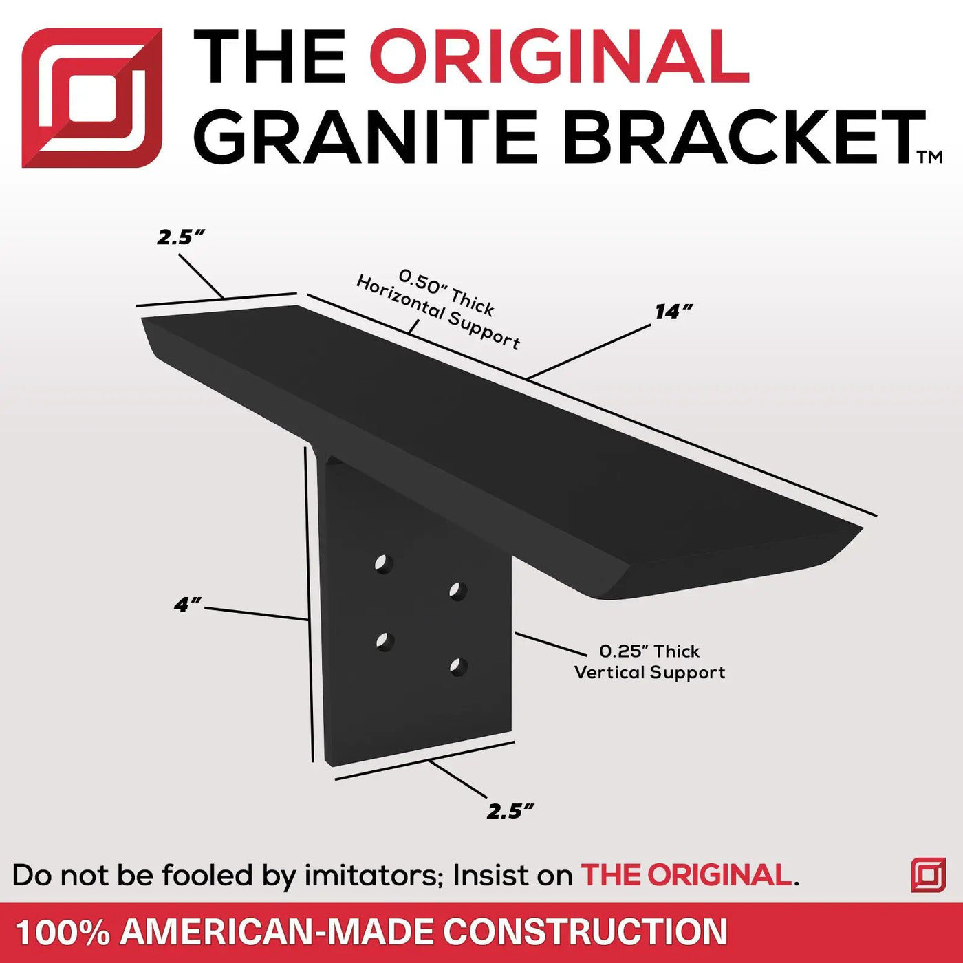 The Original™ T-Bracket Hidden Countertop Support Bracket by The Original Granite Bracket