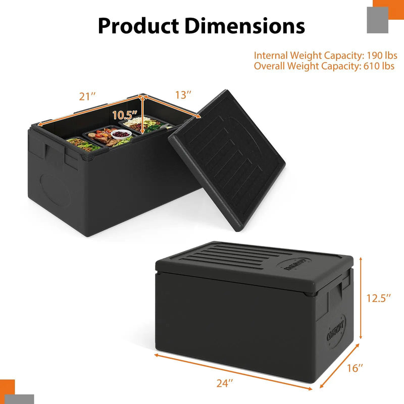 Insulated Food Pan Carrier 49 Qt Top Load Stackable Hot Box with Built-in Handles by DirectDeals