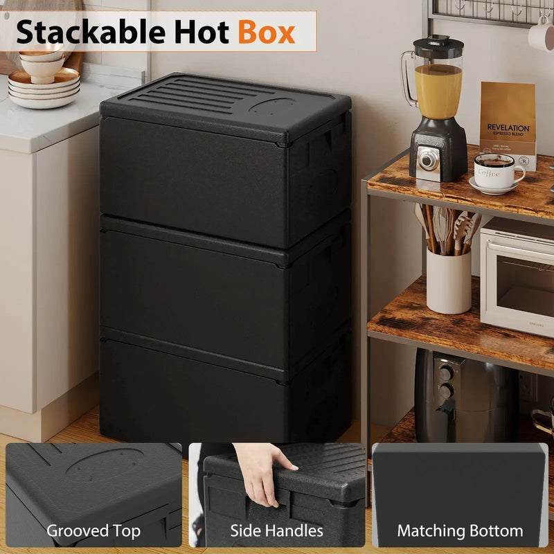 Insulated Food Pan Carrier 49 Qt Top Load Stackable Hot Box with Built-in Handles by DirectDeals