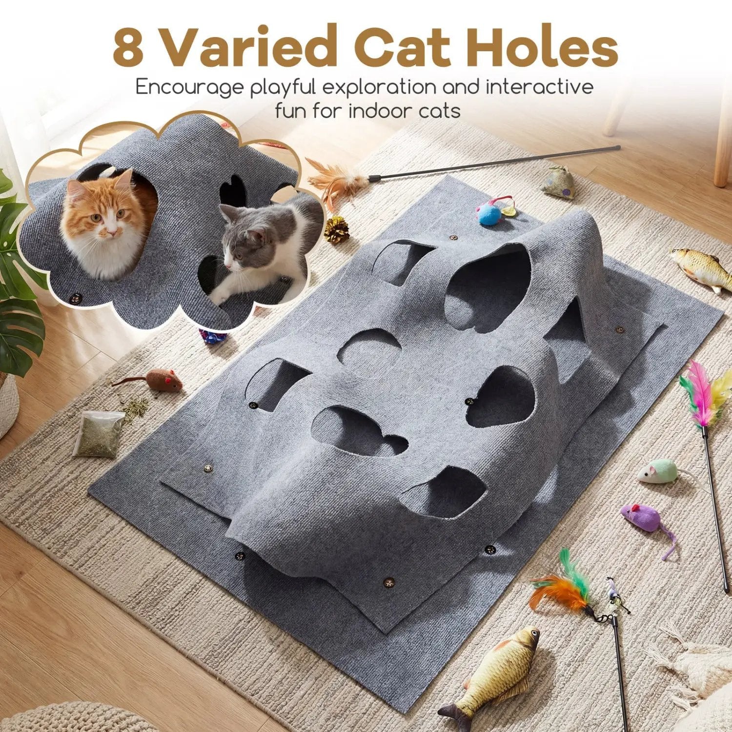 Interactive Foldable Cat Tunnel for Indoor Cats by DirectDeals