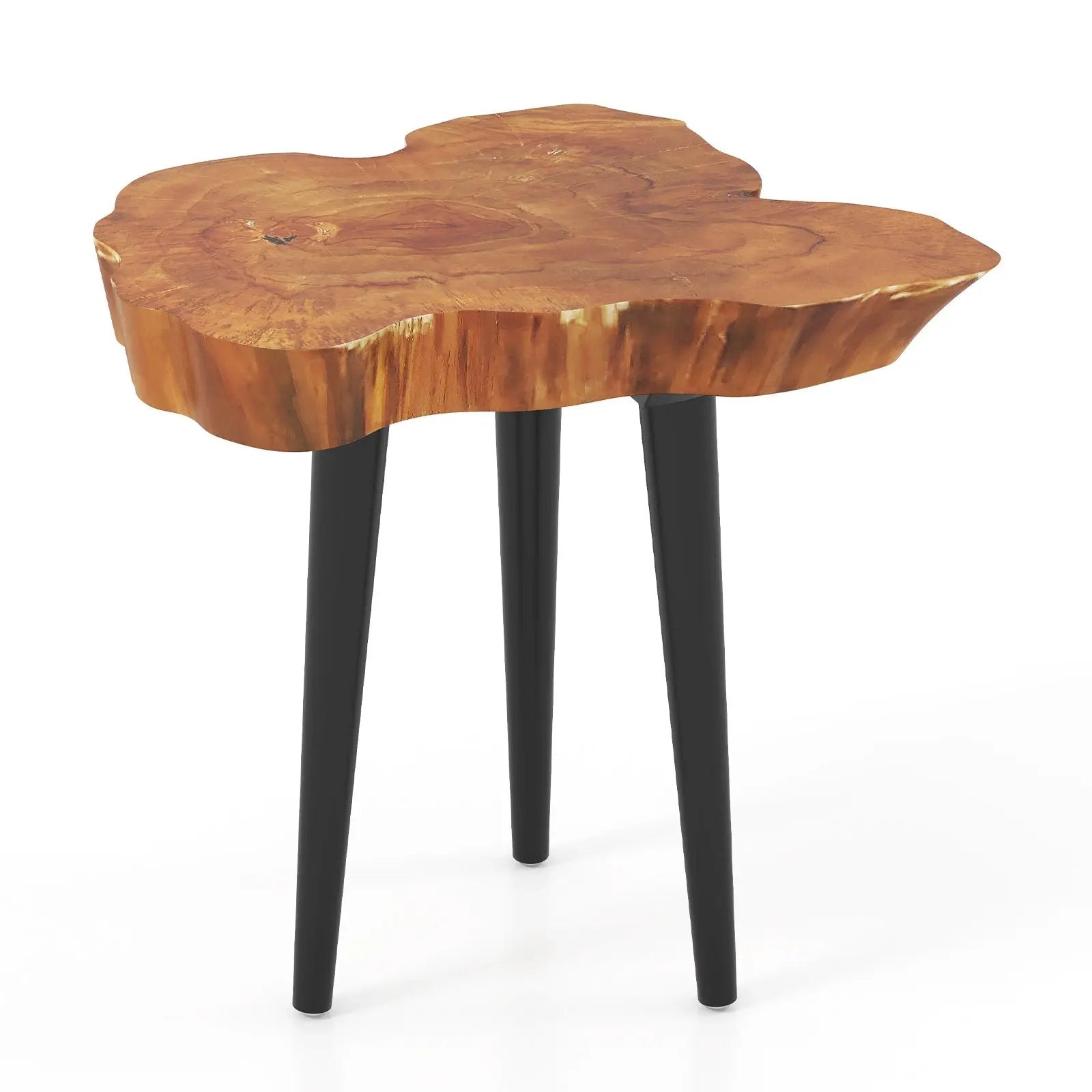 Irregular Solid Teak Wood End Table with Mahogany Tapered Legs by DirectDeals