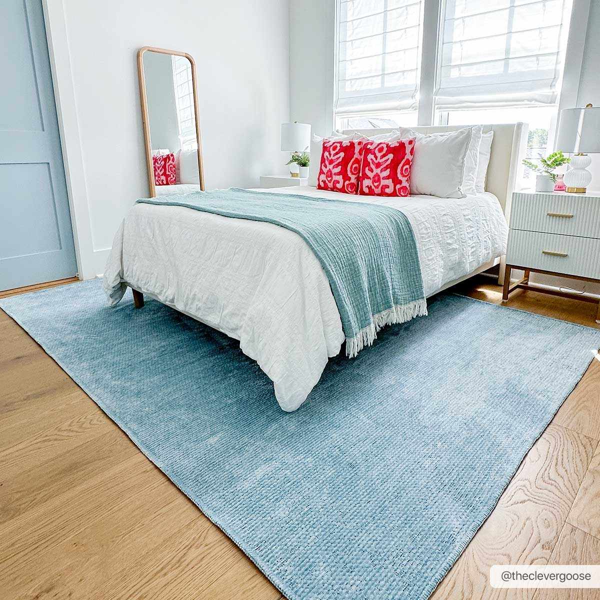 Isako Blue Solid Washable Area Rug - Clearance, photo 2 of 11