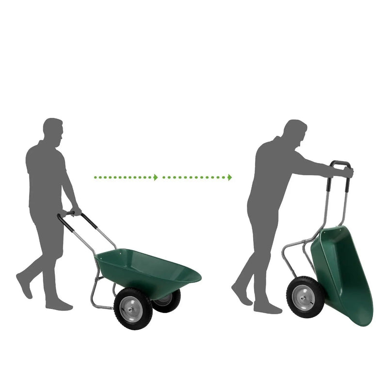 Heavy Duty 2-Wheel Multipurpose Rust Proof Wheelbarrow - Green by HomePacific